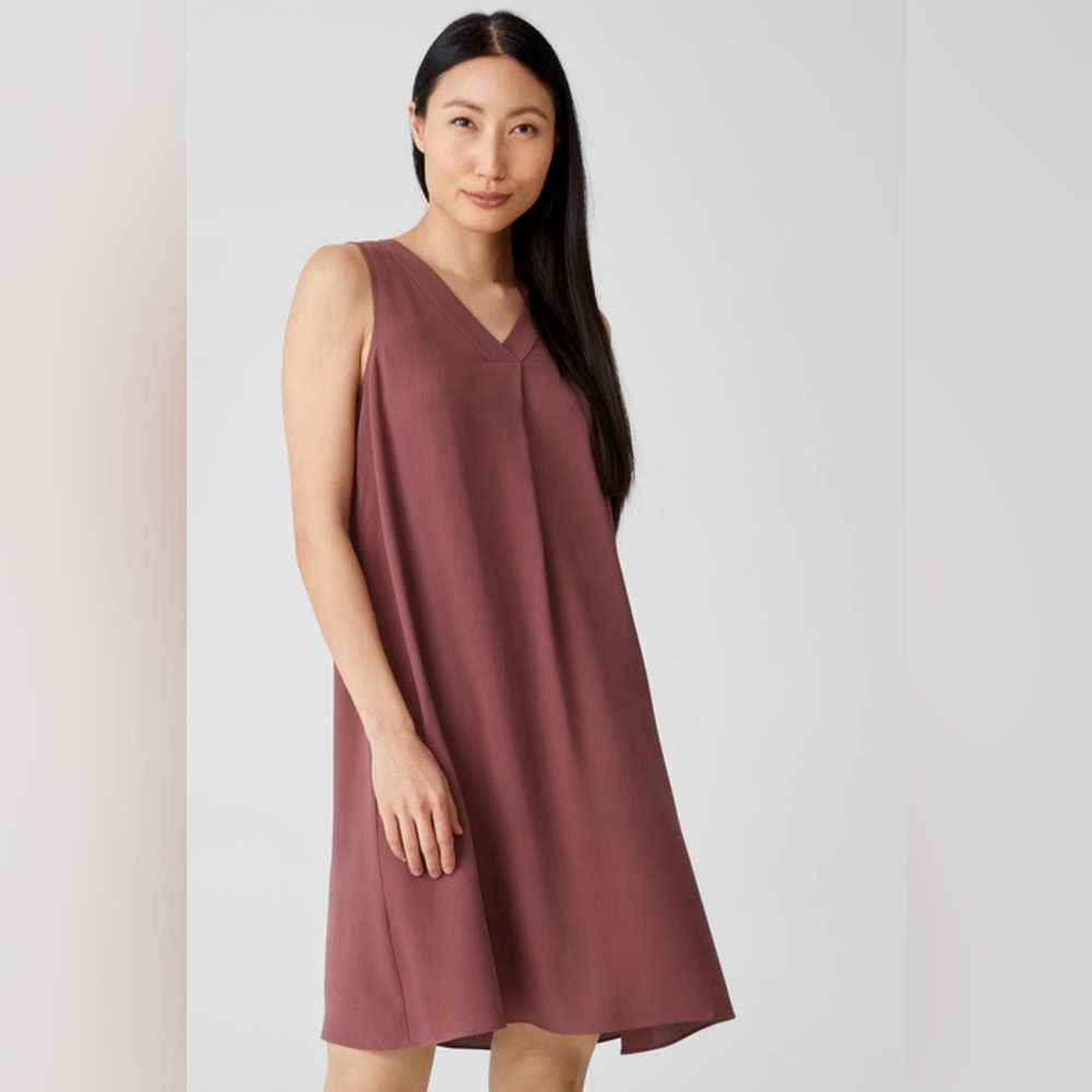 NEW EILEEN FISHER Silk Georgette Crepe Shift Dress – Size Small